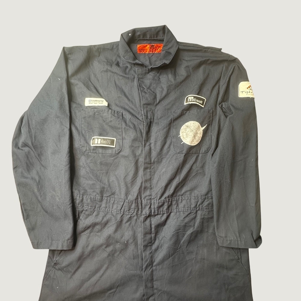 Red Kap Coveralls Mens 46 LN Navy Blue Industrial Workwear Utility Patches CT66